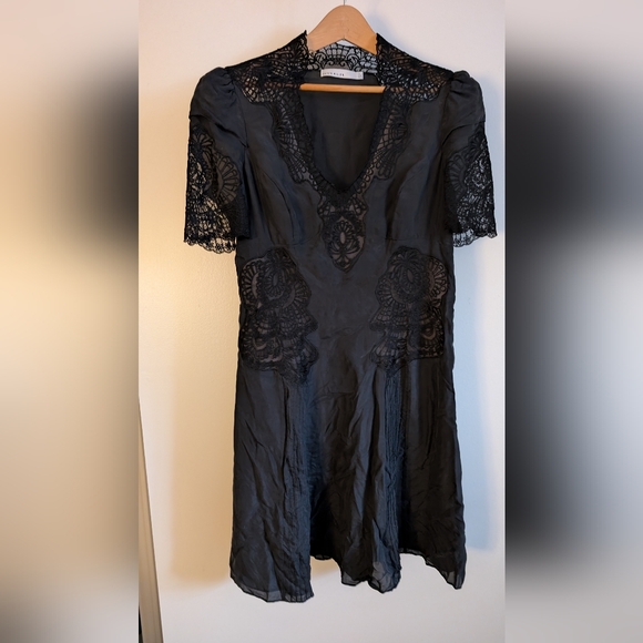 Karen Millen Dresses & Skirts - Karen Millen Silk Black Dress With Lace Inlays